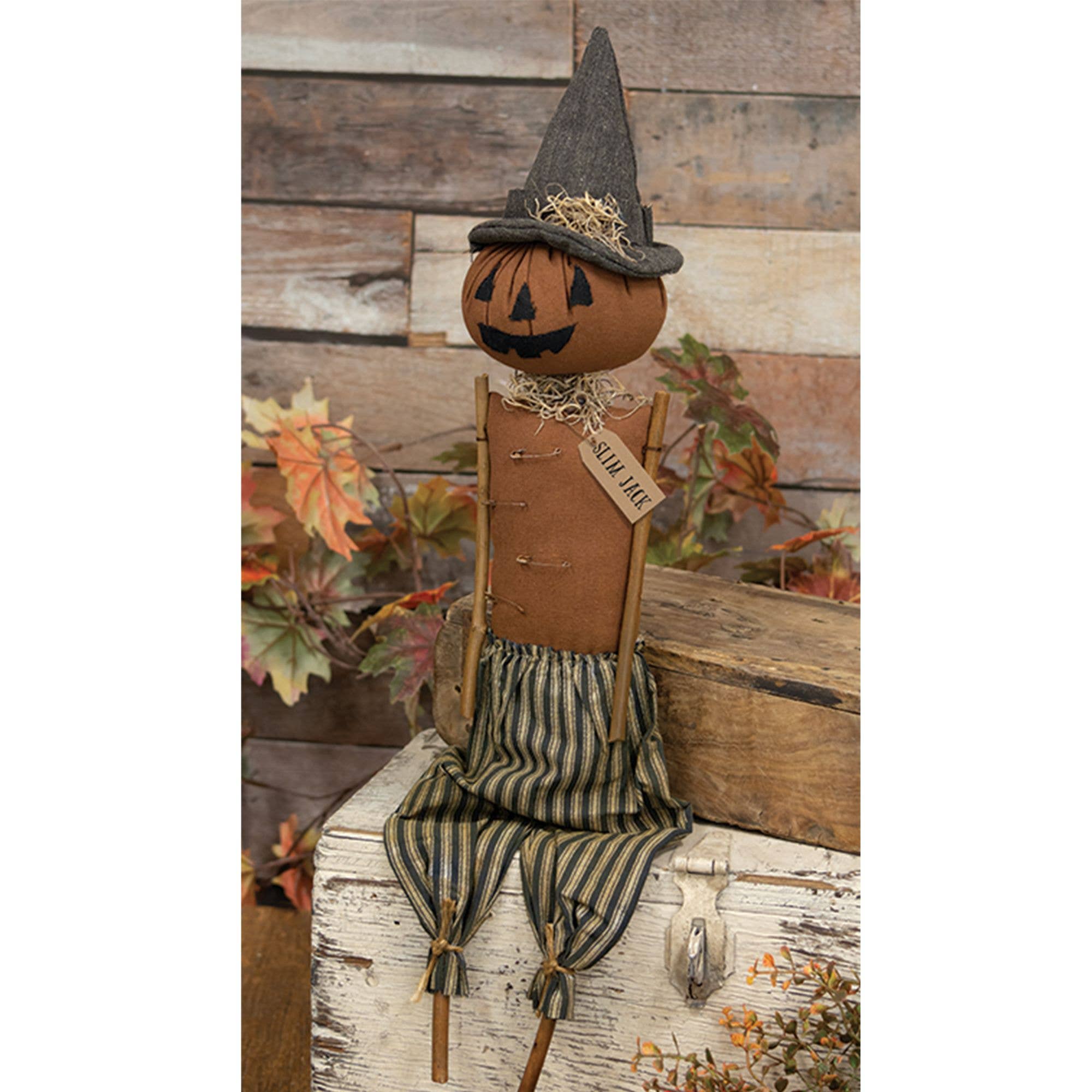 Primitive Halloween Slim Jack Pumkin Man Doll 24" - The Primitive Pineapple Collection