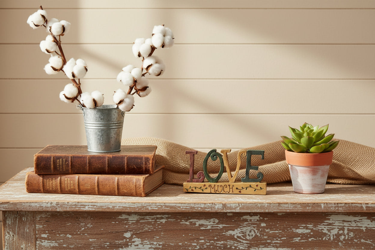 Primitive Farmhouse 5" Love Much Shelf Sitter - The Primitive Pineapple Collection