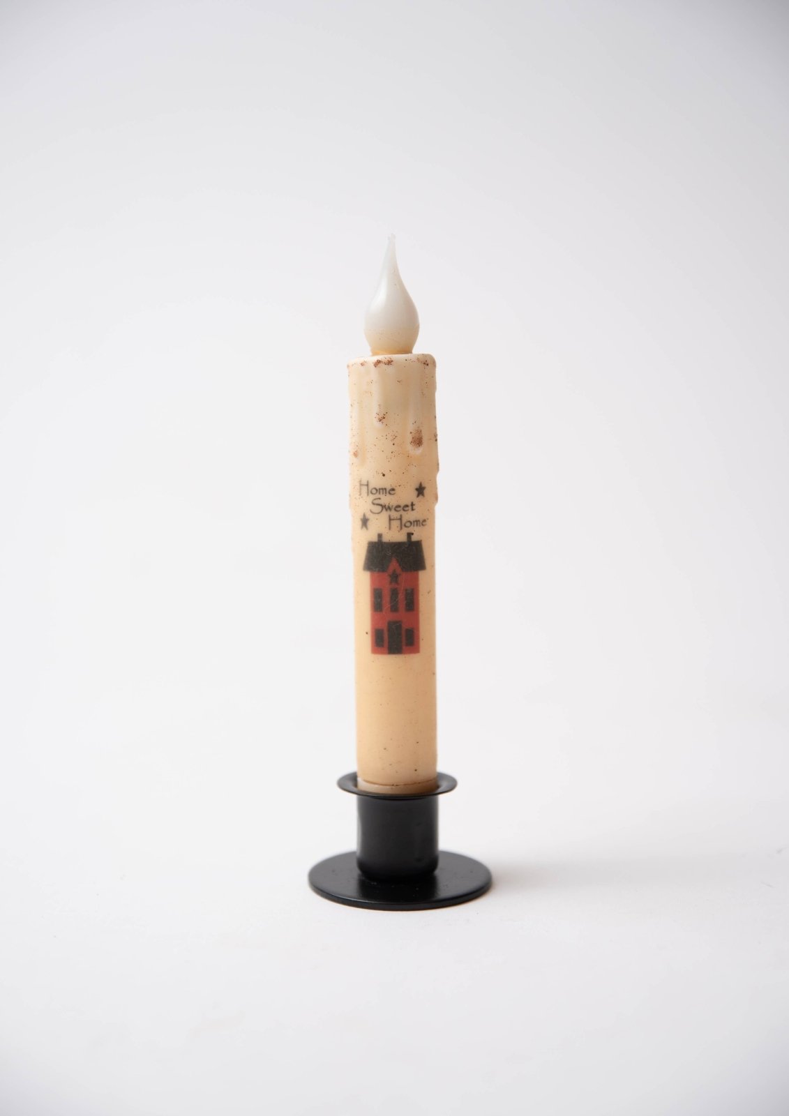 Primitive Handcrafted 7" Home Sweet Home Primitive House LED Timer Taper Candle - The Primitive Pineapple Collection