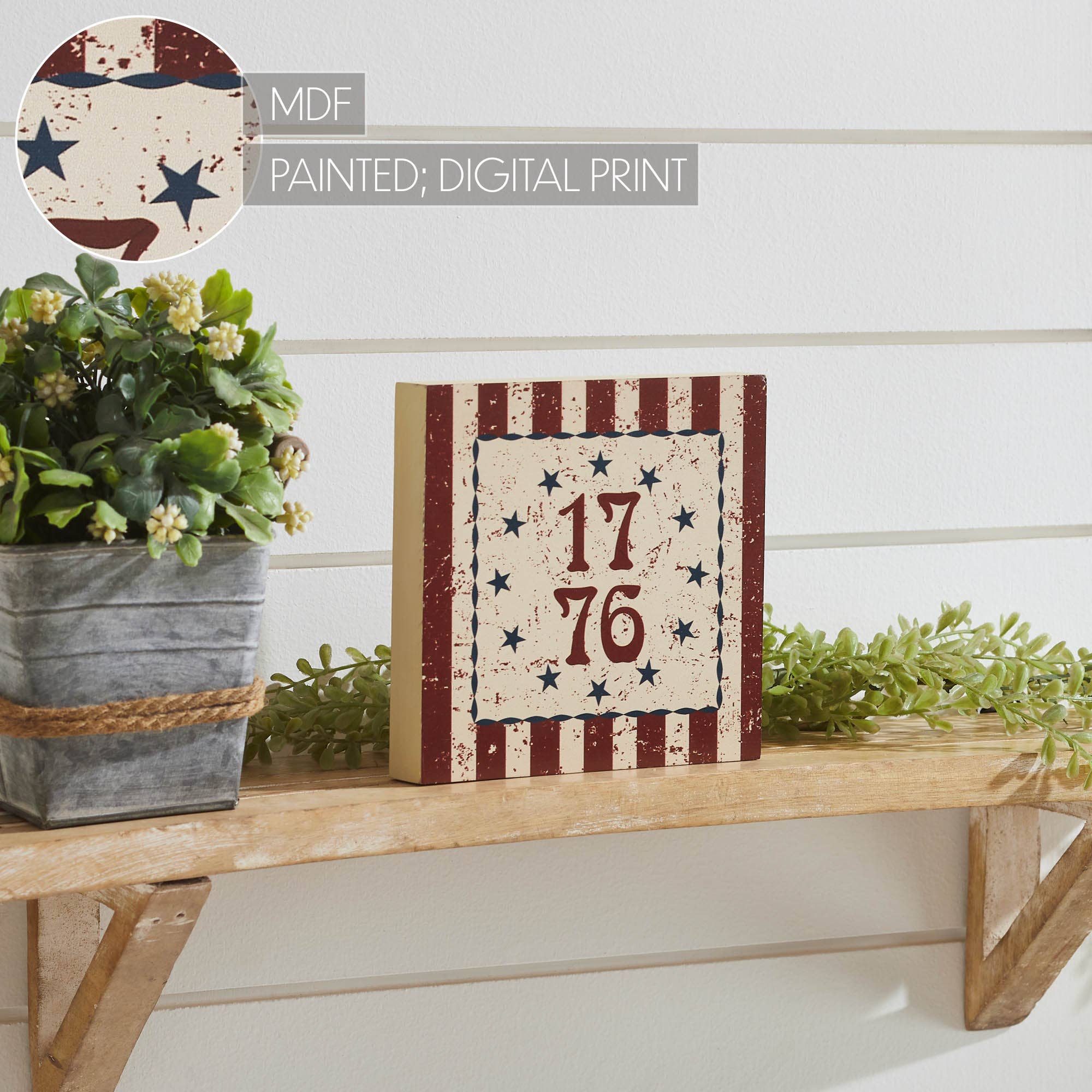 Patriotic 1776 Block Sign – Americana Stars & Stripes 6x6 - The Primitive Pineapple Collection