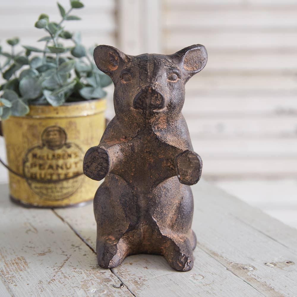 Primitive Farmhouse Cast Iron Standing Pig Figurine - The Primitive Pineapple Collection