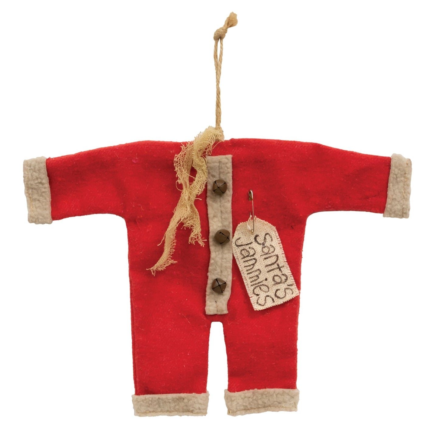 Primitive Christmas Santa Jammies Ornament 7"