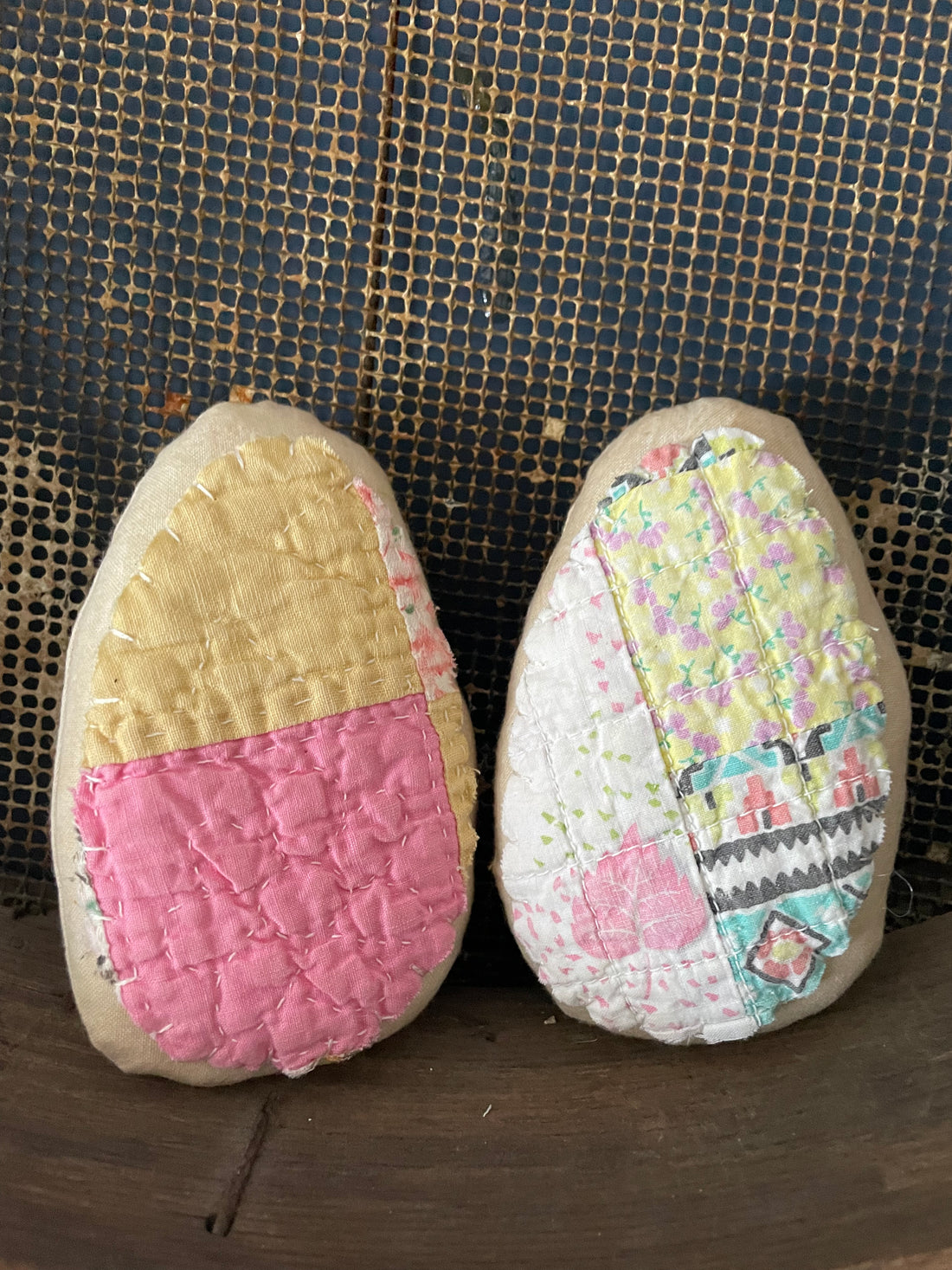 Handcrafted Spring 5” Quilted Fabric Easter Egg Ornament One pc.