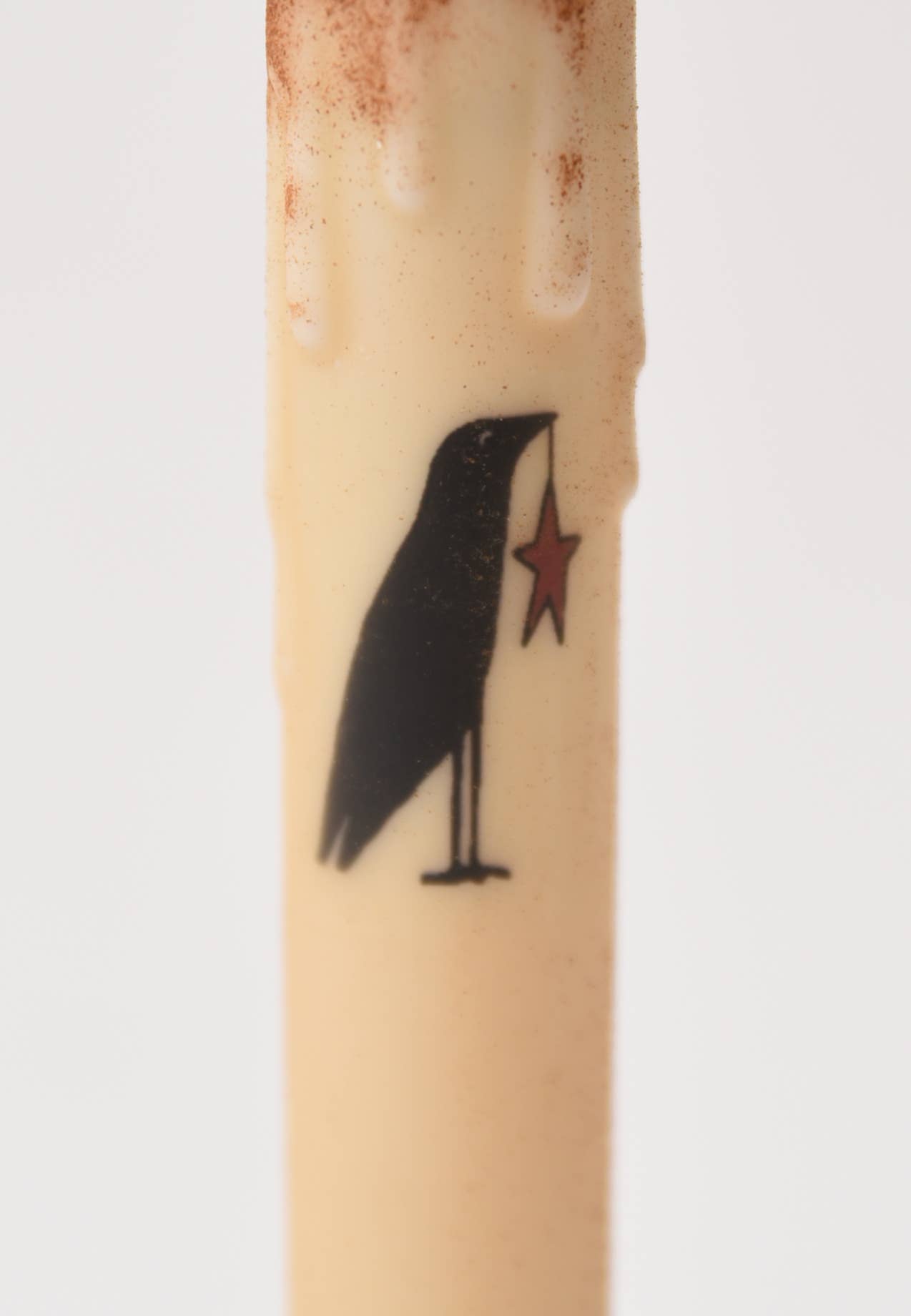 Primitive Handcrafted Crow Holding Star 7" LED Taper Candle - The Primitive Pineapple Collection