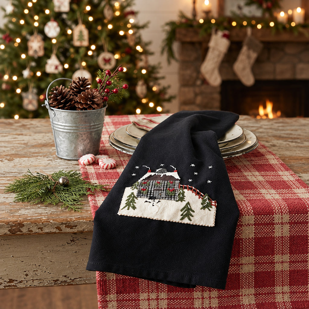 Home for the Holidays Saltbox Christmas Kitchen Towel
