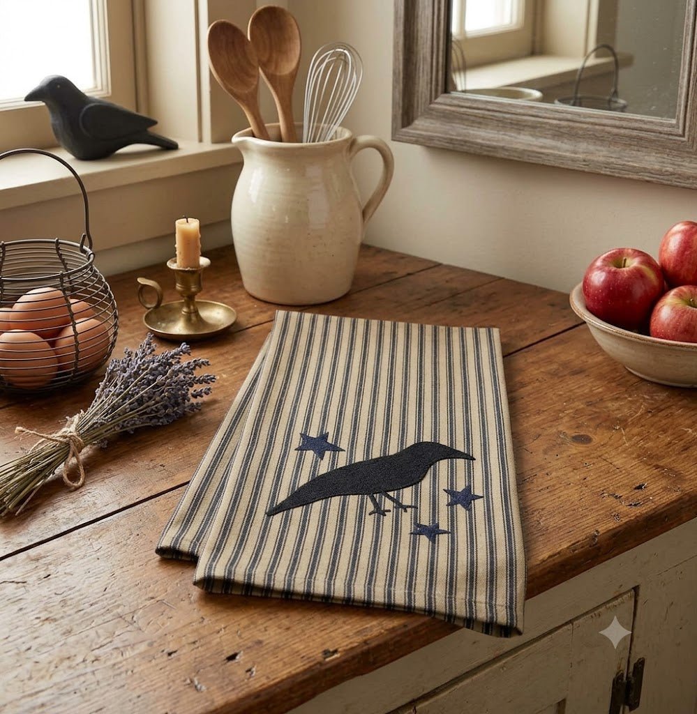 Primitive Crow with Stars Towel - The Primitive Pineapple Collection