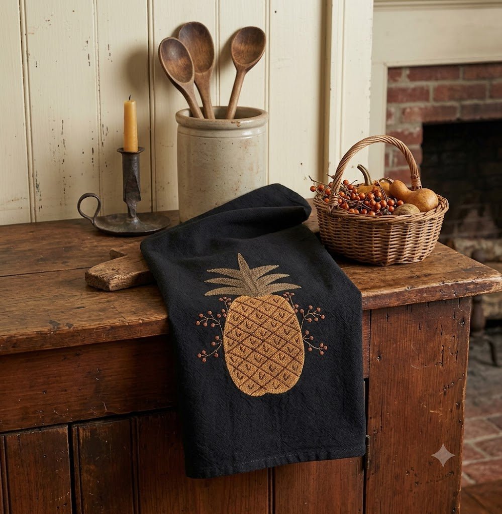 Primitive Welcome Pineapple w/ Bittersweet Berries Towel - The Primitive Pineapple Collection