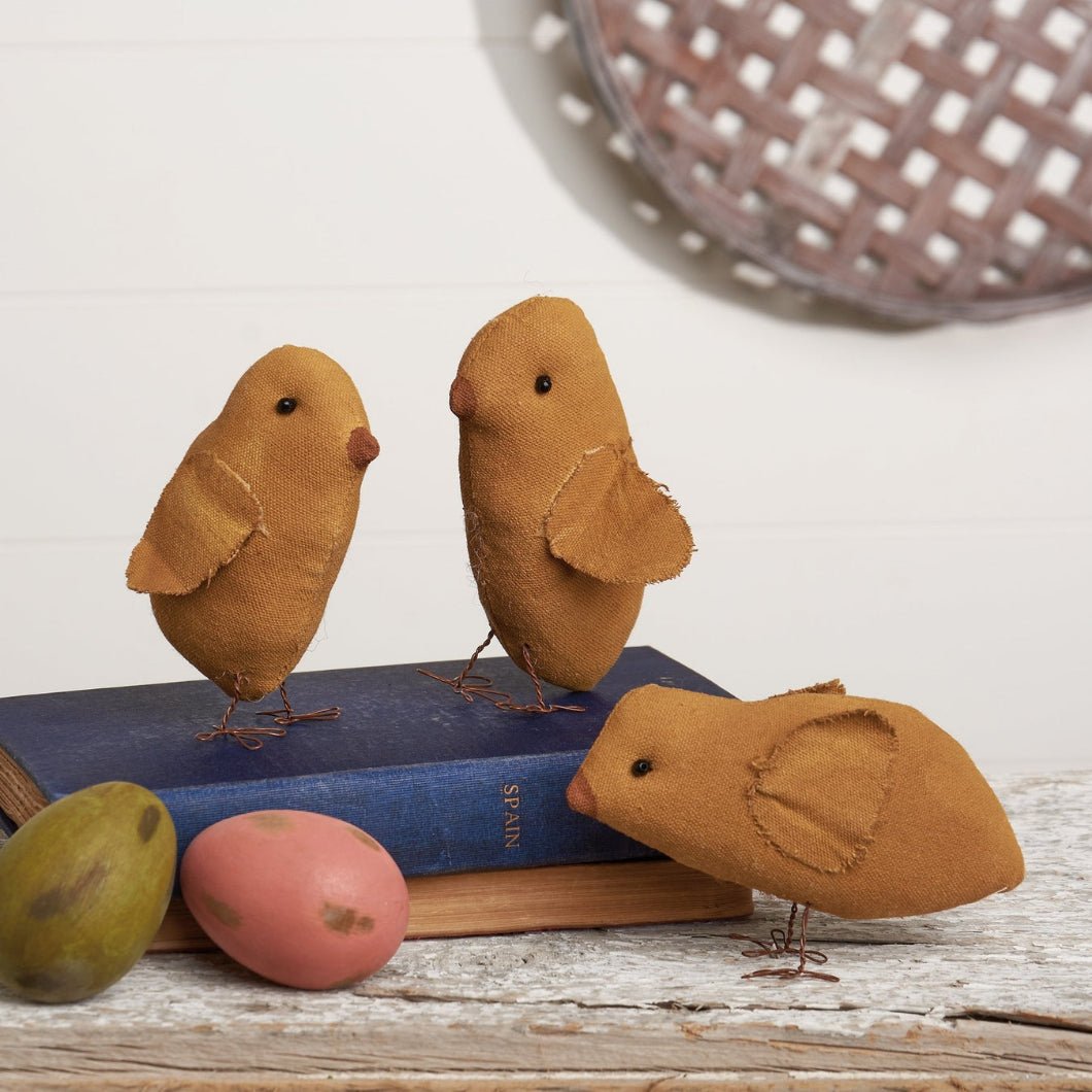 Primitive Spring Easter 3 pc Rustic Chicks Sitter Set - The Primitive Pineapple Collection