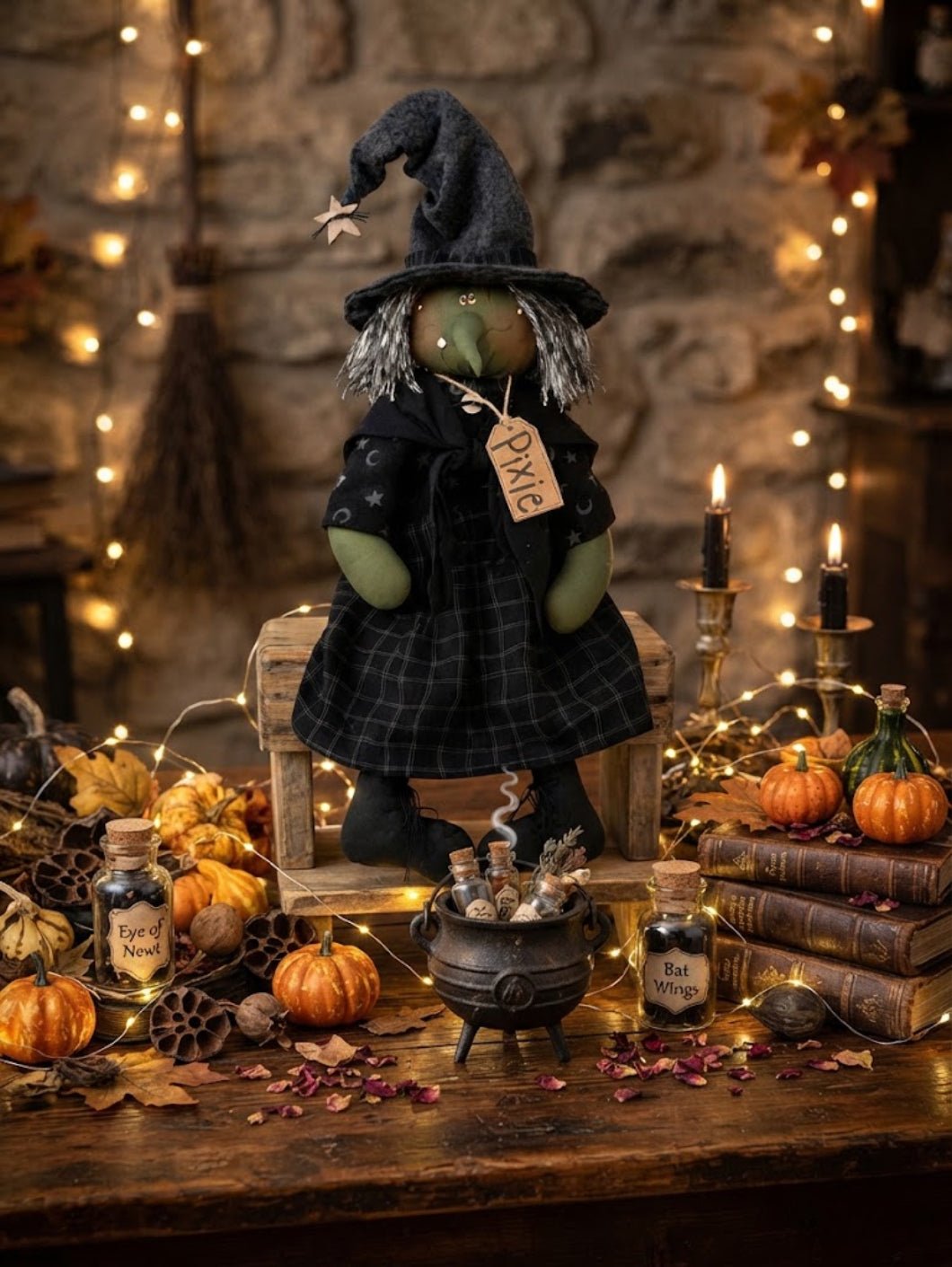 Honey and Me Halloween Pixie the Whimsy Witch 17" - The Primitive Pineapple Collection