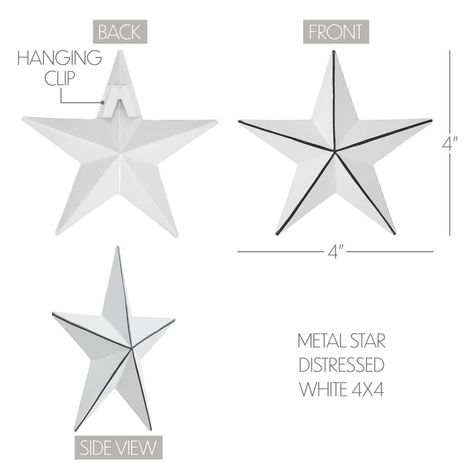 Farmhouse Americana Metal Star White Distressed 4x4 - The Primitive Pineapple Collection