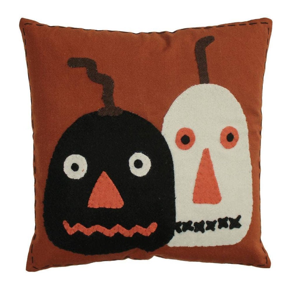 Fall Folk Art Pumpkin Pals Pillow 14" x 14" - The Primitive Pineapple Collection