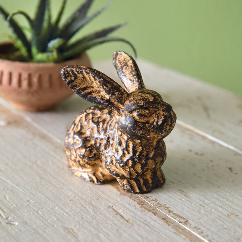 Primitive Farmhouse 2 pc Rustic Bunny Figurines - The Primitive Pineapple Collection