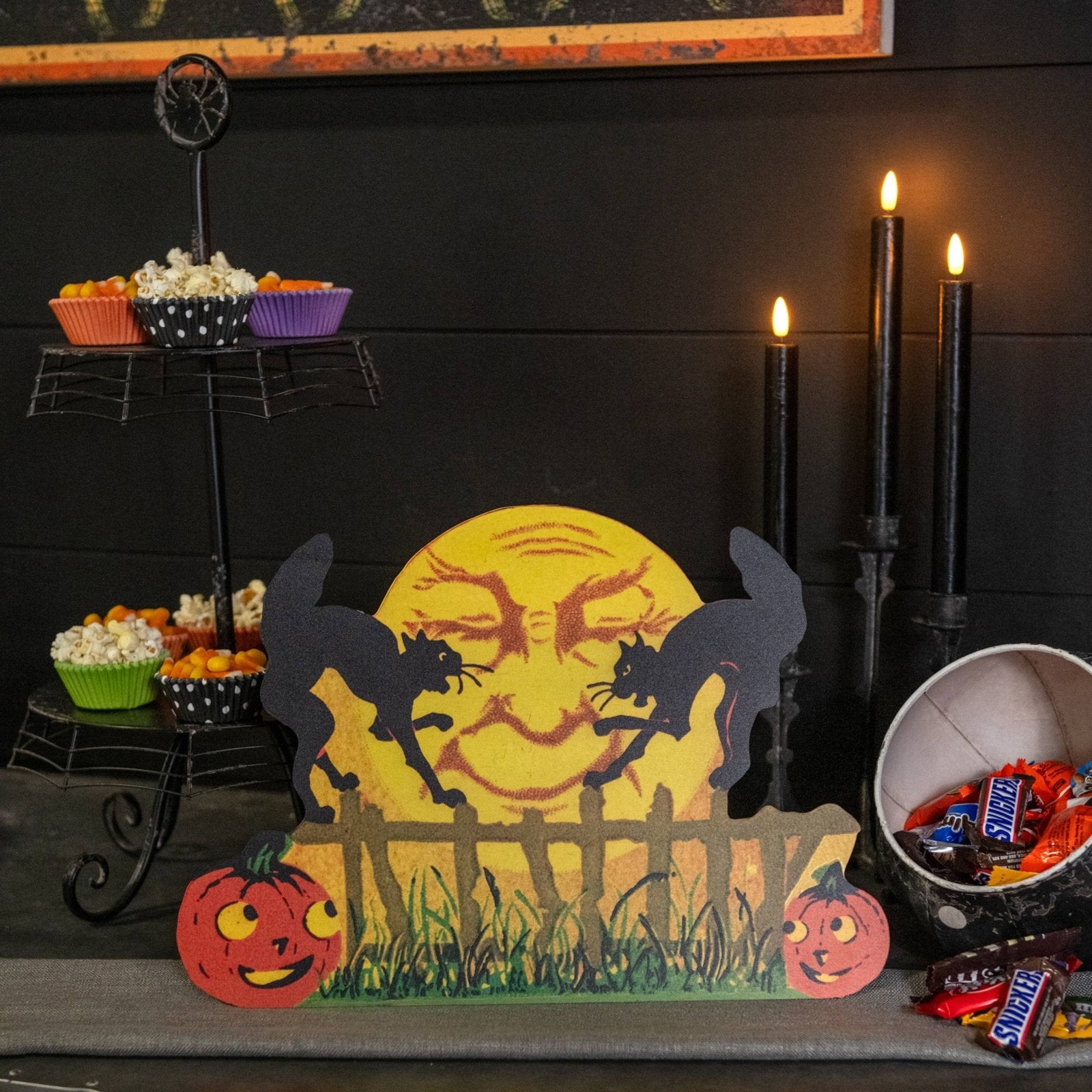 Primitive Ragon House Halloween Retro Vintage Cats on Fence Dummy Board/Sign - The Primitive Pineapple Collection