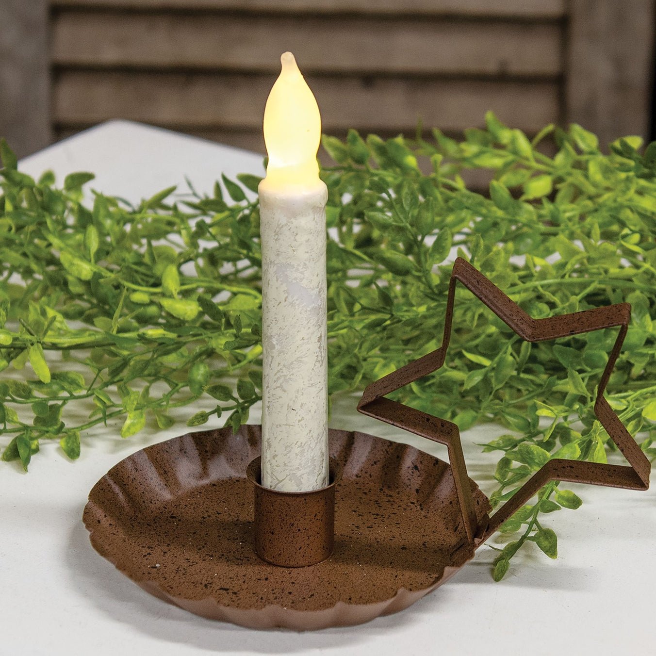 Primitive/Country Rustic White 6" Timer Taper Candle - The Primitive Pineapple Collection