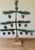 Primitive Handcrafted USA 15” Rustic German Feather Tree on Base with Wax Heart Ornaments - The Primitive Pineapple Collection