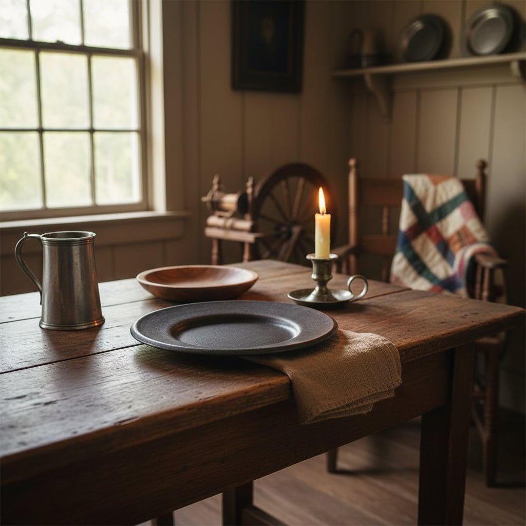 Primitive Colonial 6" Black Weathered Wood Plate w/ Rim - The Primitive Pineapple Collection
