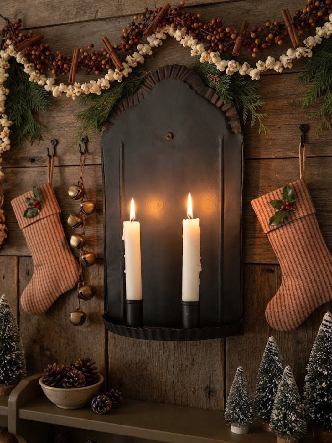 Primitive Colonial Black Metal Taper Candle Sconce - The Primitive Pineapple Collection