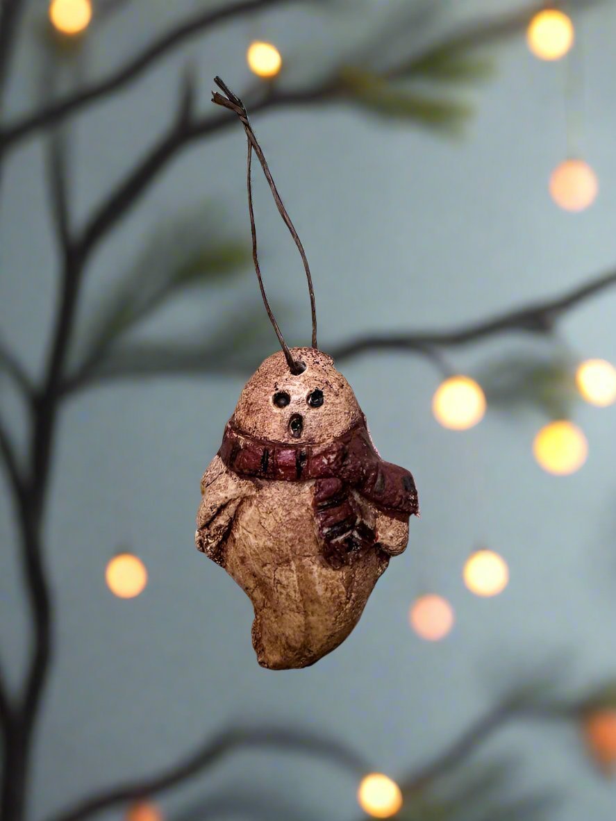 Primitive Halloween Fall Handcrafted USA Ghost Ornament 3" - The Primitive Pineapple Collection