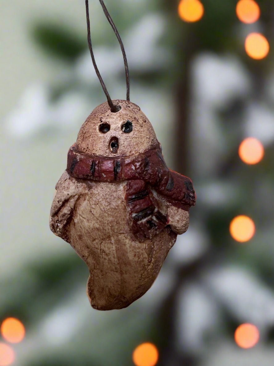 Primitive Halloween Fall Handcrafted USA Ghost Ornament 3" - The Primitive Pineapple Collection