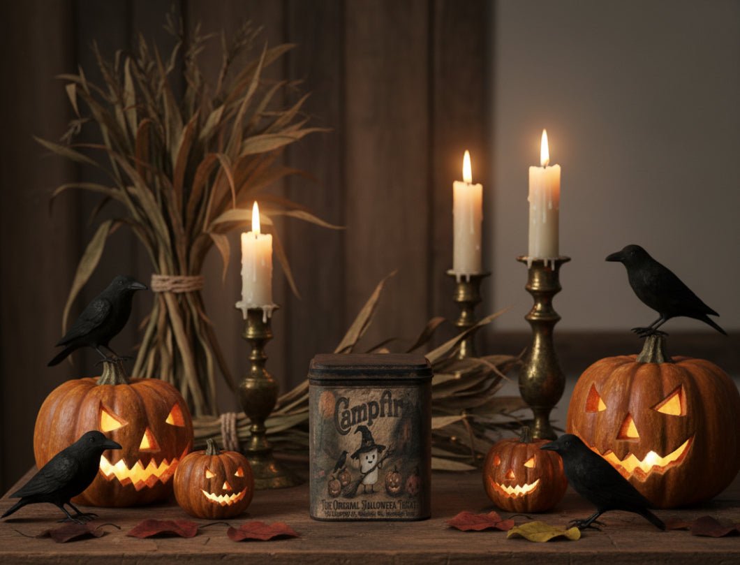 Halloween Campfire Ghost Boy Tin – Primitive Handcrafted 5" | Made in USA - The Primitive Pineapple Collection