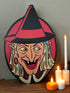 Handcrafted Halloween Retro Witch Oval Wood Cutout 7" - The Primitive Pineapple Collection