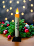 Primitive Handcrafted Christmas 7" Holly Sprig Led Timer Taper Candle - The Primitive Pineapple Collection