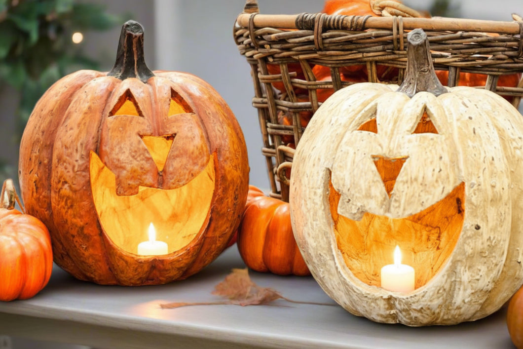 Ragon House Halloween Fall Collectable 11” White Big Mouth Pumpkin Luminary - The Primitive Pineapple Collection