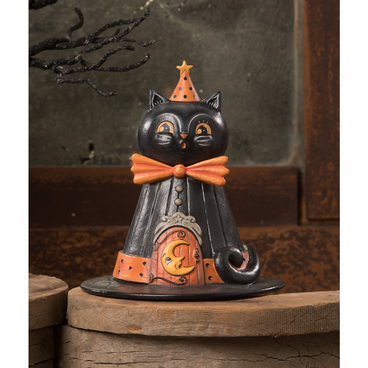 Bethany Lowe Halloween Hocus Purrocus Hat Container JP1055 - The Primitive Pineapple Collection