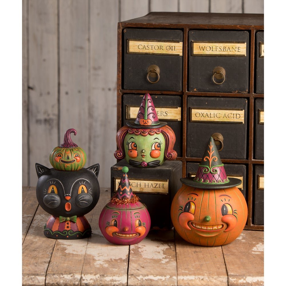 Bethany Lowe Halloween Black Jack & Kinny Green Stack JP3026 Johanna Parker - The Primitive Pineapple Collection