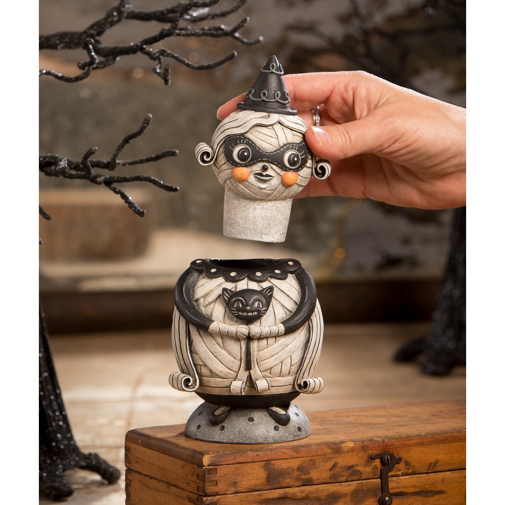 Bethany Lowe Halloween Grinning Mumma Mia Spooks Jar JP3029 - The Primitive Pineapple Collection