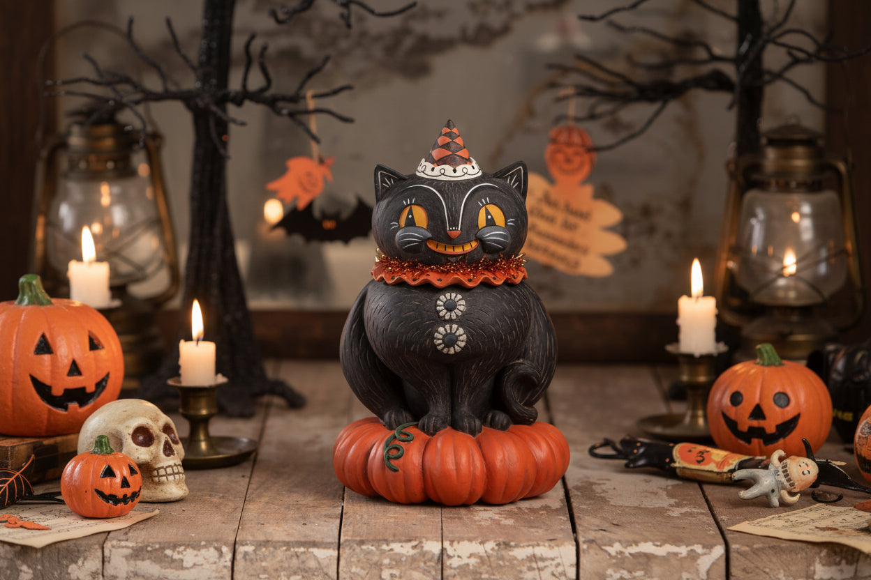 Bethany Lowe Halloween Happy Plumpkin Jack Container Johanna Parker JP4024 - The Primitive Pineapple Collection