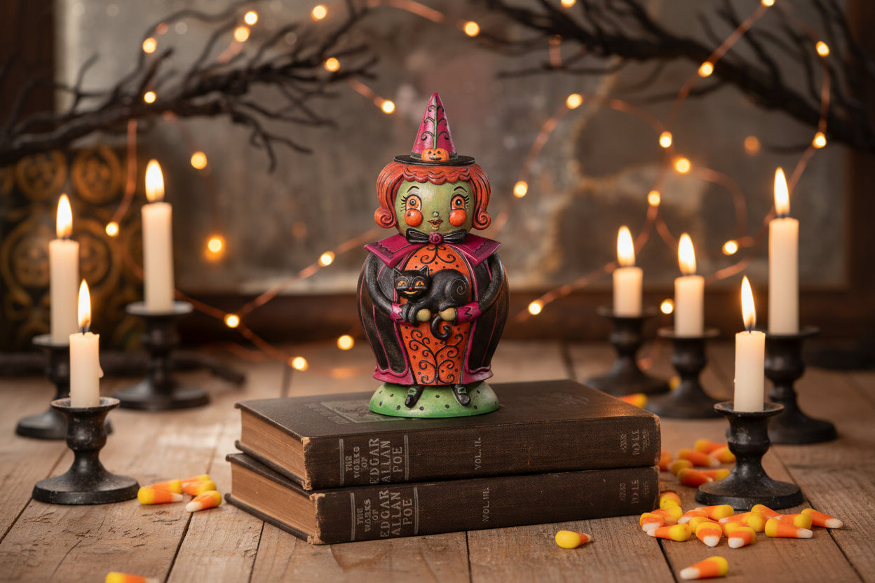 Bethany Lowe Halloween Jackie Green - O - Ween Spooks Jar JP4029 - The Primitive Pineapple Collection