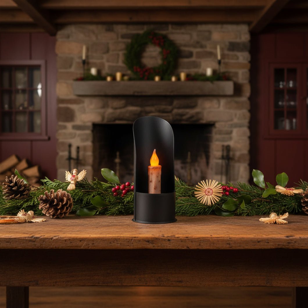 Primitive 7.5" Black Grain Scoop Taper Candle Holder - The Primitive Pineapple Collection
