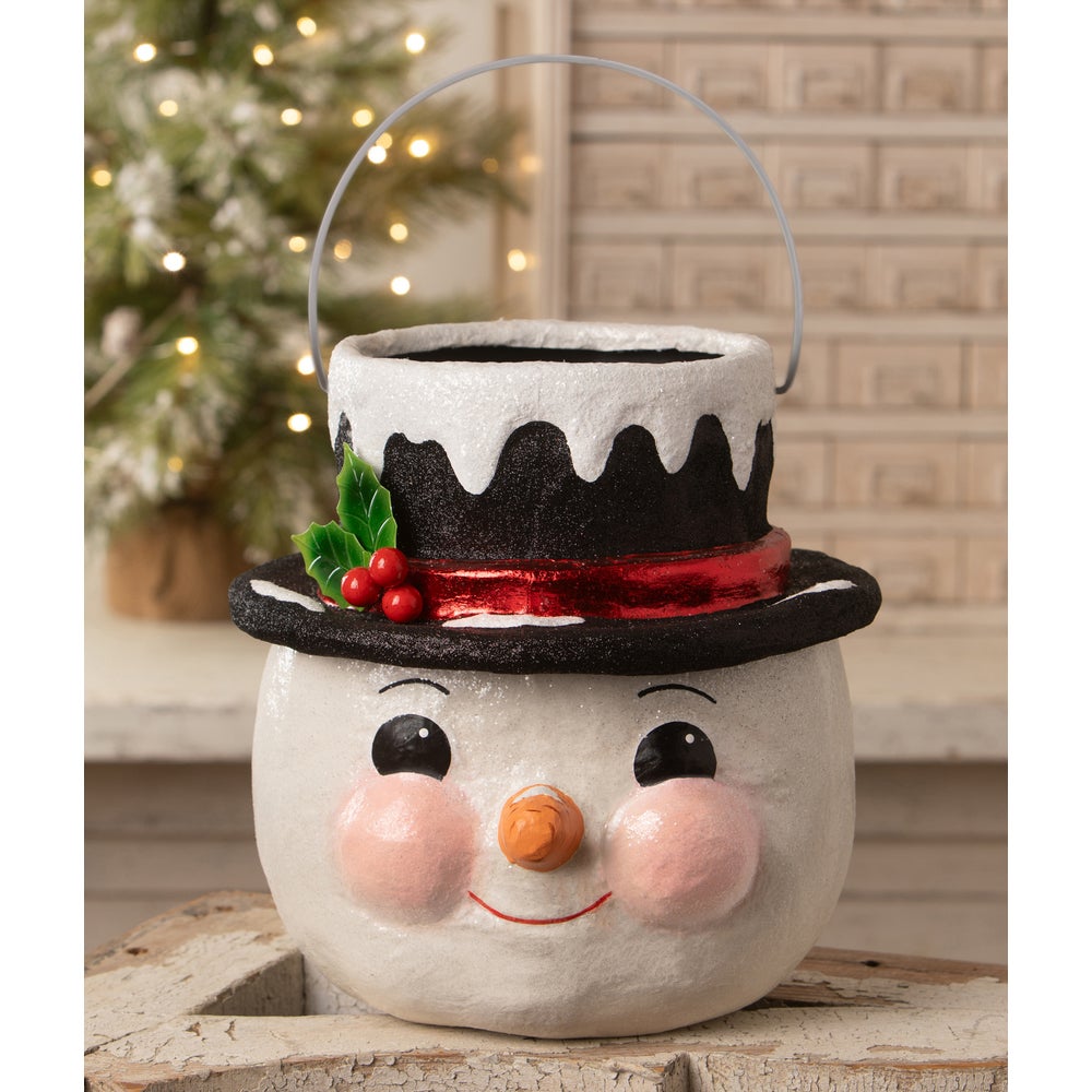Bethany Lowe Christmas Holly Hat Snowman Lg KA4113 - The Primitive Pineapple Collection