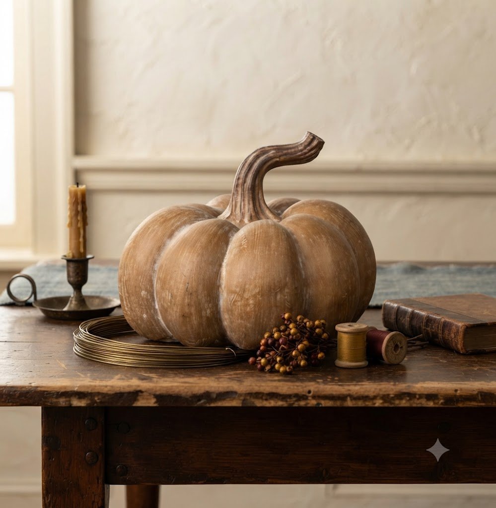 Ragon House Fall Life Like Tan Short Resin Pumpkin w/ Twisted Stem