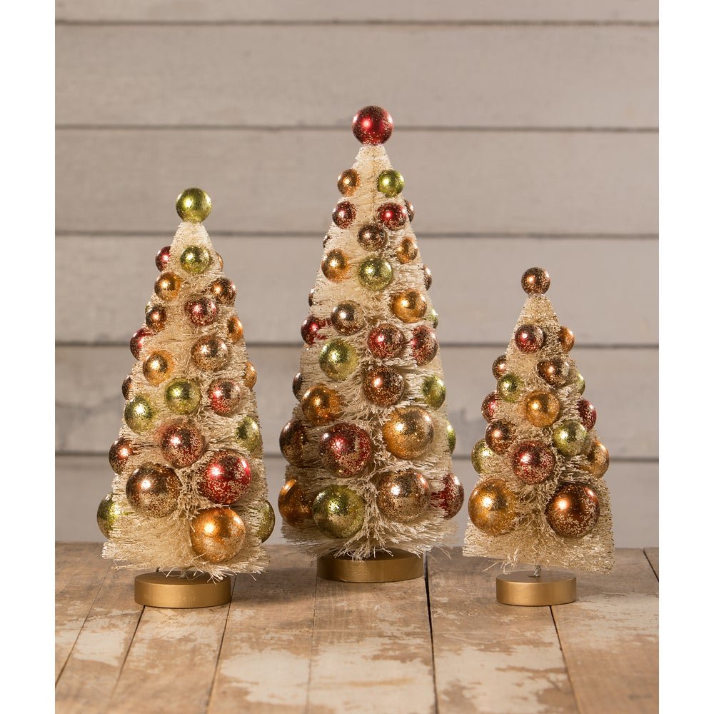 Bethany Lowe Halloween 3 pc Fall/Autumn Polka Dot Bottle Brush Trees LC2404 - The Primitive Pineapple Collection