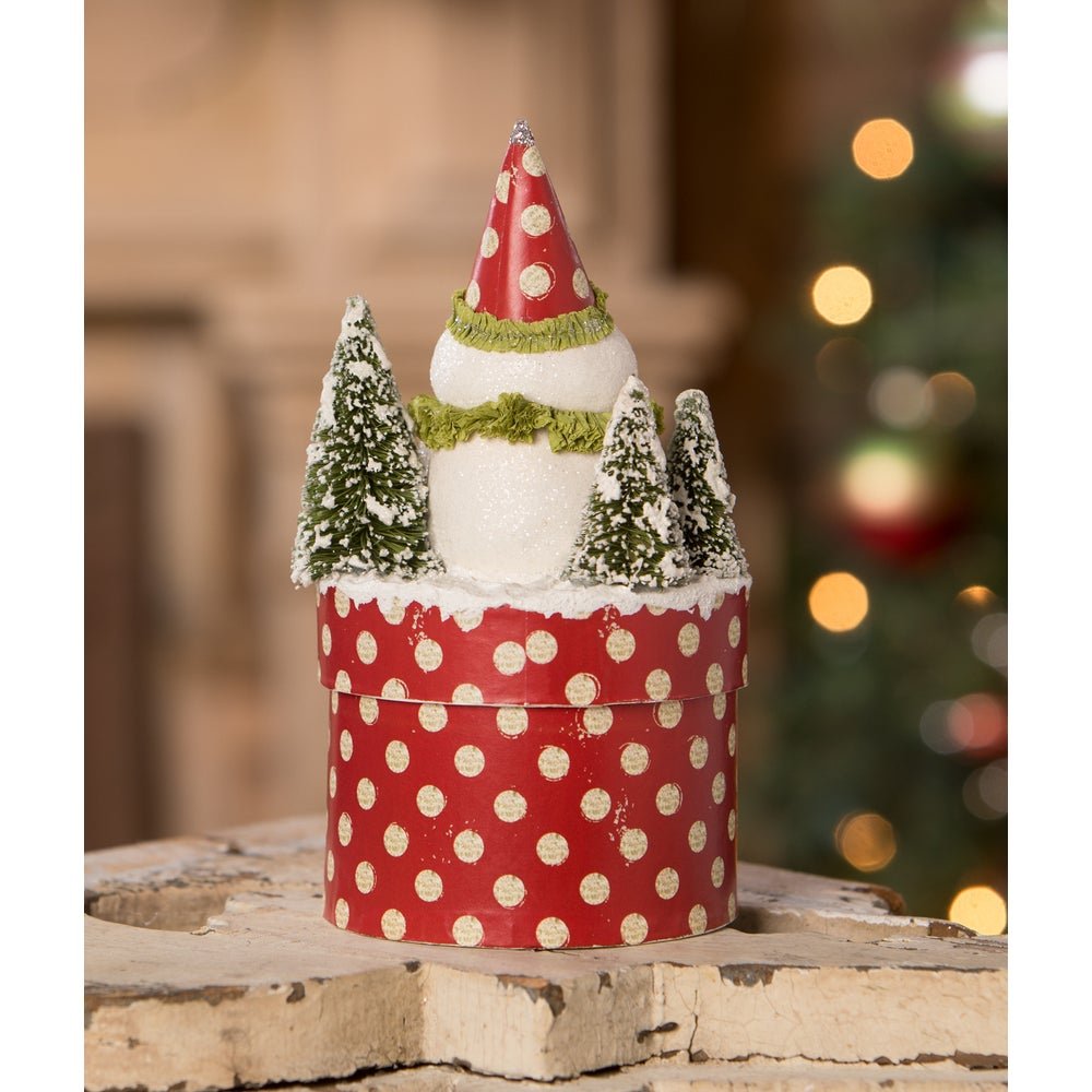 Bethany Lowe Christmas Joy Snowman on Box MA3081 - The Primitive Pineapple Collection