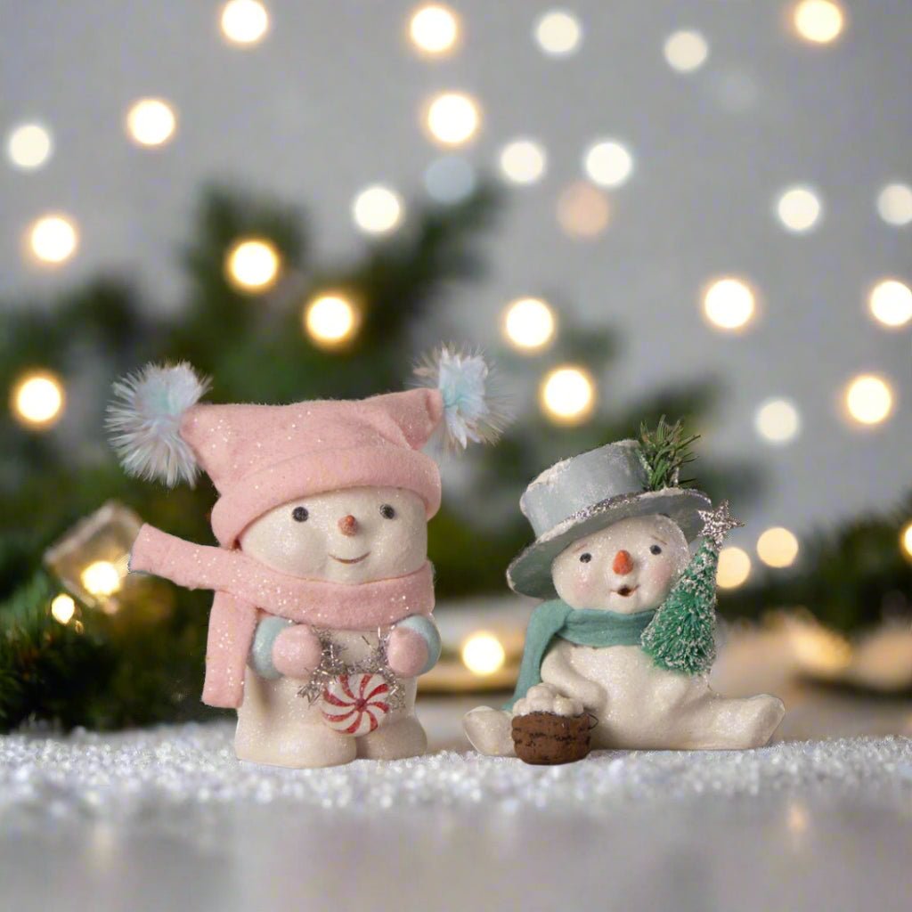Bethany Lowe Christmas Peppermint Blush Snowgirl MA4075 - The Primitive Pineapple Collection