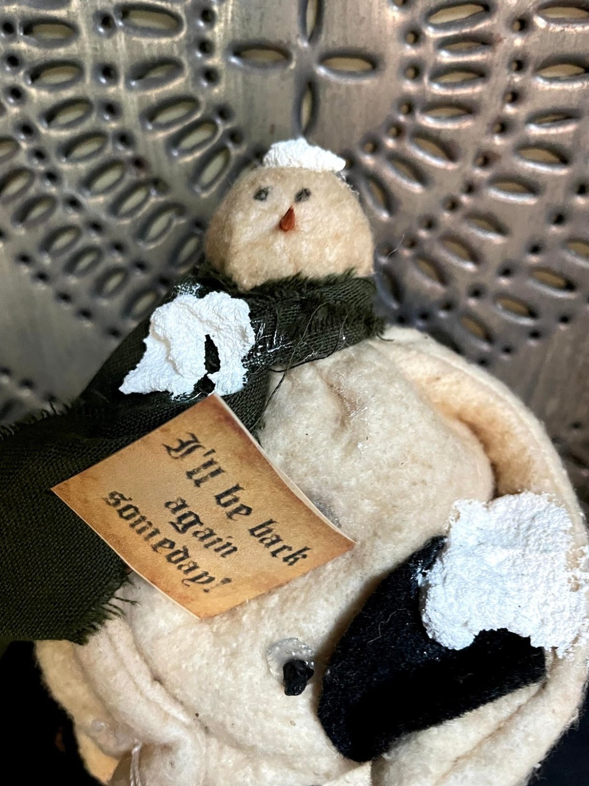 Primitive Handmade Christmas Melting Snowman Top Hat 5 1/2" - The Primitive Pineapple Collection