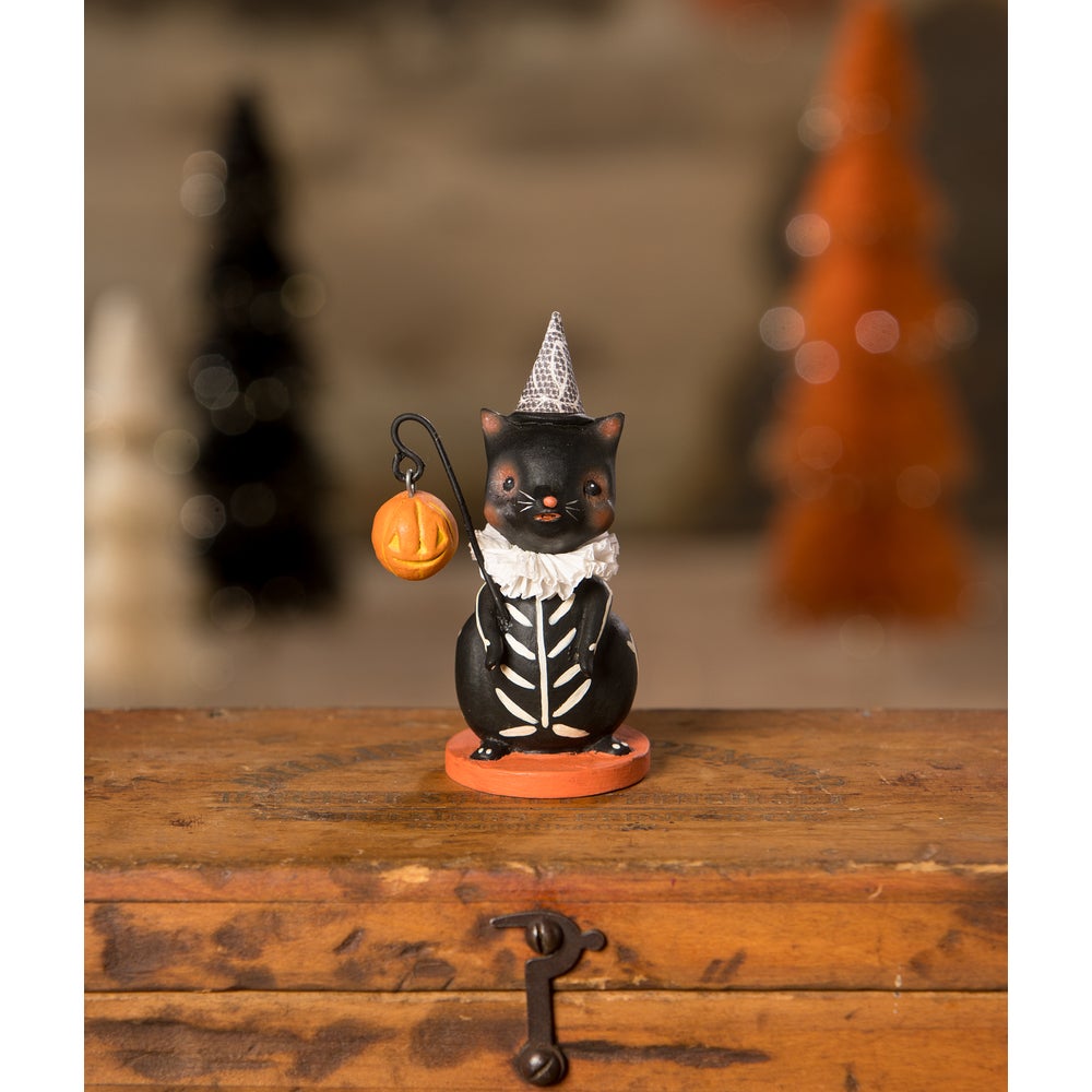 Bethany Lowe Halloween Skeleton Cat with Lantern ML3094 - The Primitive Pineapple Collection