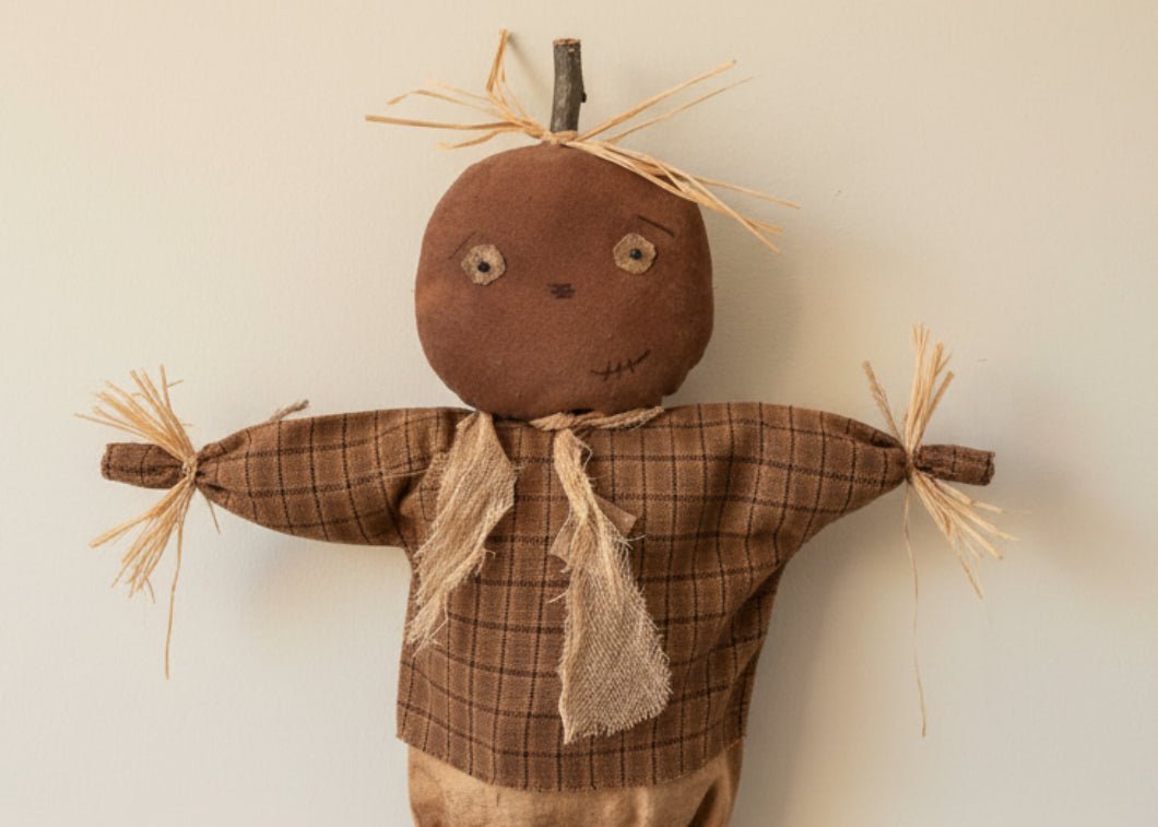 Primitive Handcrafted Halloween 13" Mr Patterson Pumpkin Doll - The Primitive Pineapple Collection