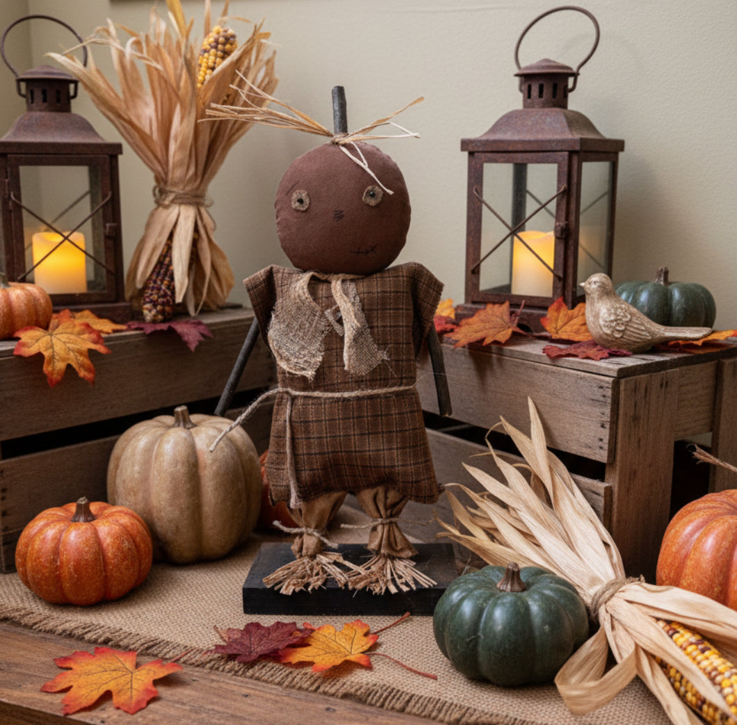 Primitive Handcrafted Halloween 13" Mrs Patterson Pumpkin Doll