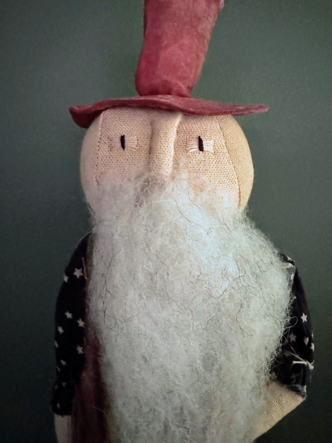 Primitive Folk Art USA Uncle Sam w/ Overalls on Stand Liberty 16" - The Primitive Pineapple Collection