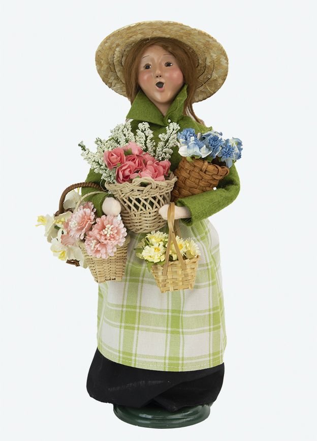 Primitive Colonial Byers Choice Flower Vendor Woman 2008 - The Primitive Pineapple Collection