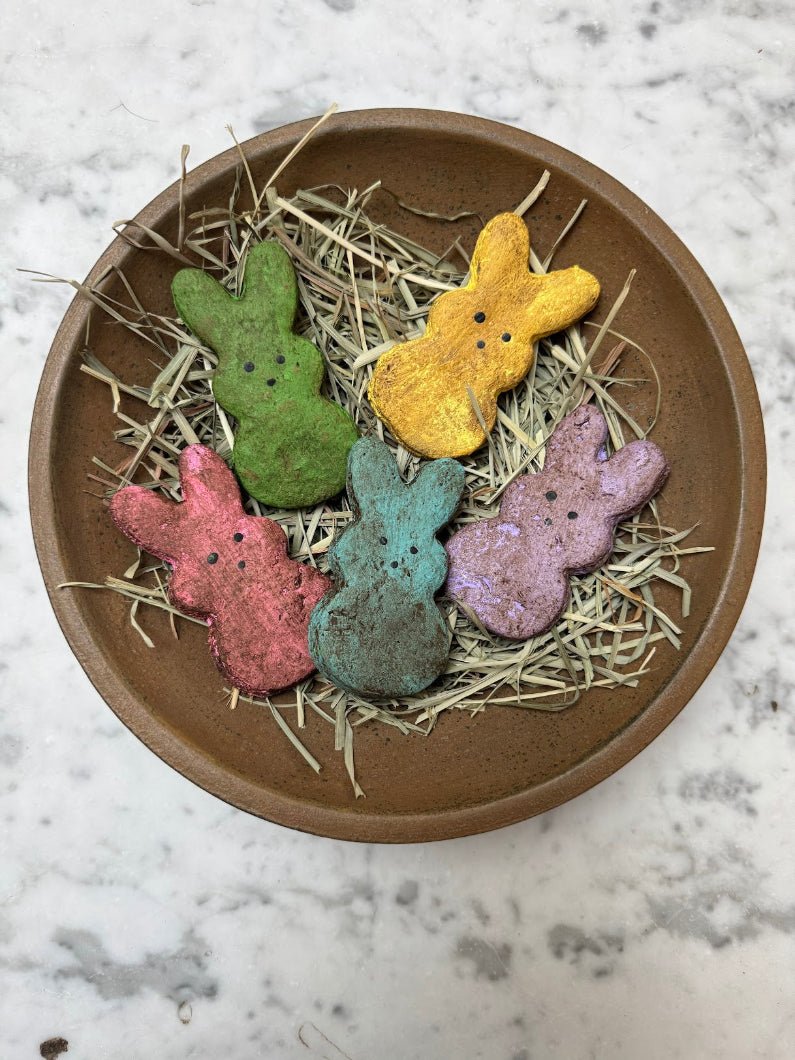 Primitive Handcrafted USA Easter 5 pc Pastel PEEP Style Bunny Cookies - The Primitive Pineapple Collection