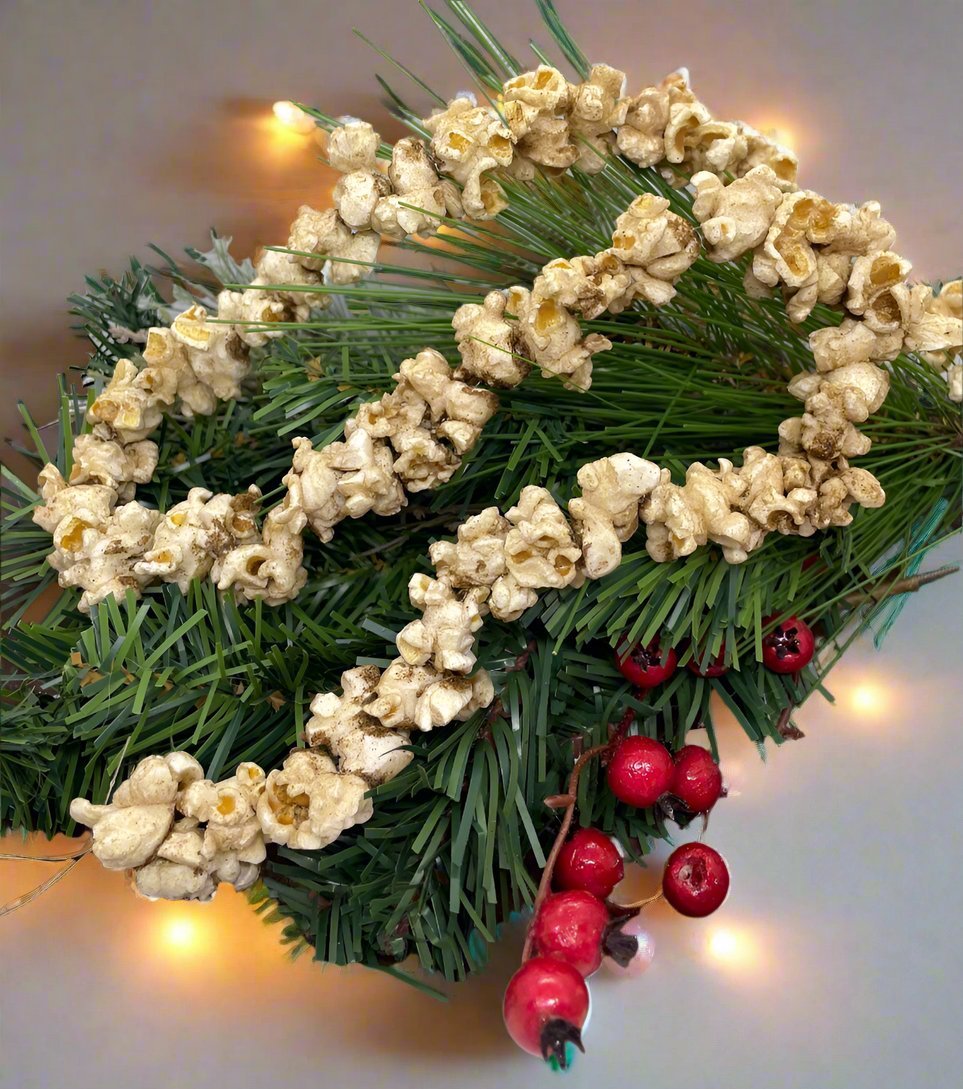Primitive Colonial Christmas Wax Dipped Cranberry Spice 6 ft Popcorn Garland - The Primitive Pineapple Collection