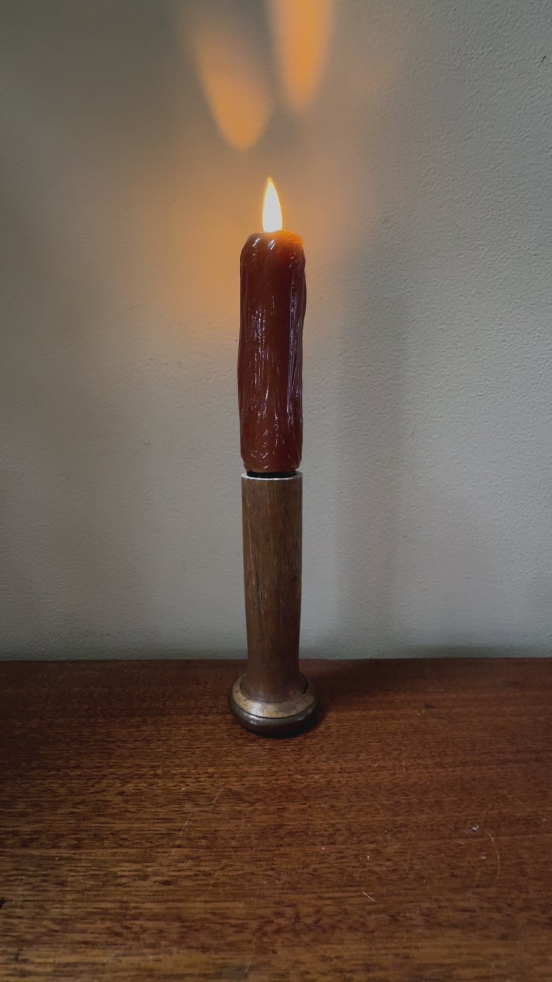 Primitive Moving Flame 10" Candle On Chimney Bobbin w/ Remote Control
