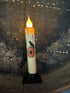 Primitive Handcrafted 7" Pumpkin W/Crow Battery Led Timer Taper Candle - The Primitive Pineapple Collection