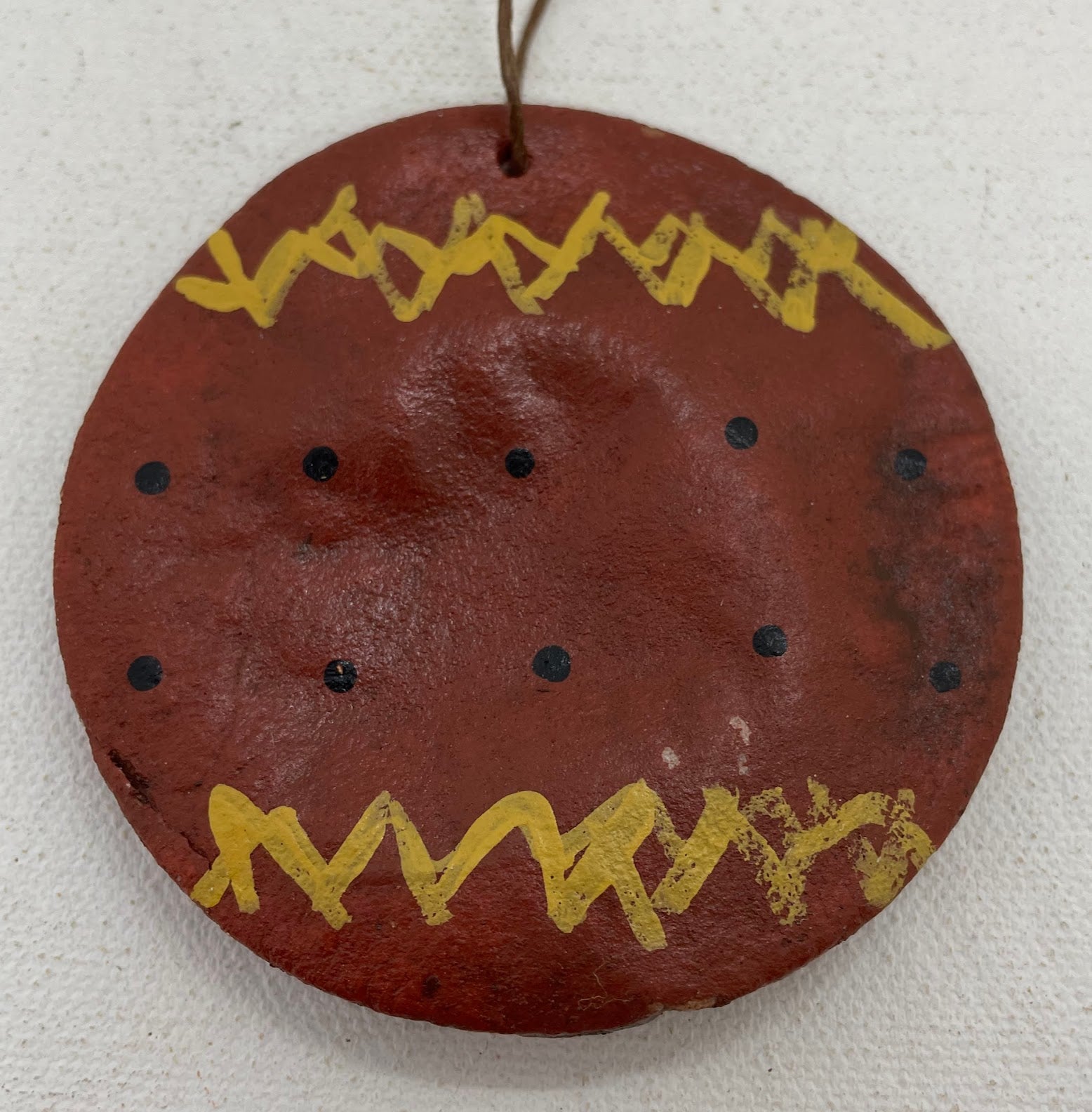 Primitive Christmas Handmade Dough 3" Redware Style Painted Ornaments