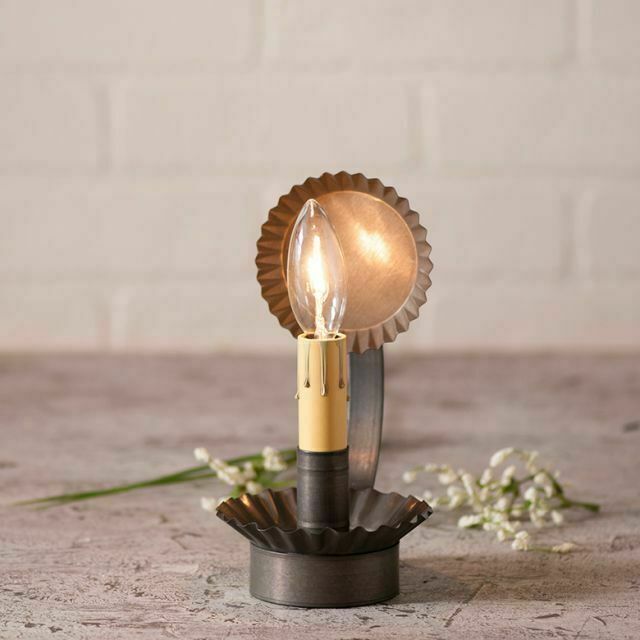 Primitive/Farmhouse Cabin Chamberstick Accent Light Kettle Black Tin - The Primitive Pineapple Collection